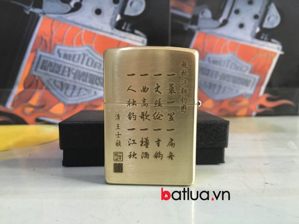 Bật lửa Zippo chính hãng đồng khắc Bức tranh mua thu